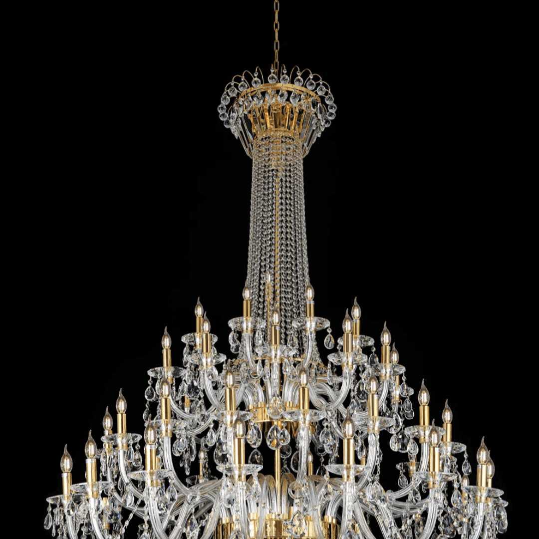 Extra Large European-style Multi-layers Candle Luxury Crystal Chandelier Gold Art Foyer/Staircase Decorative Light Fixture - 4 Layers /52+10 Lights/D57.1"*H78.7"(D145cm*H200cm)/120kgChromeWarm LightManorlights