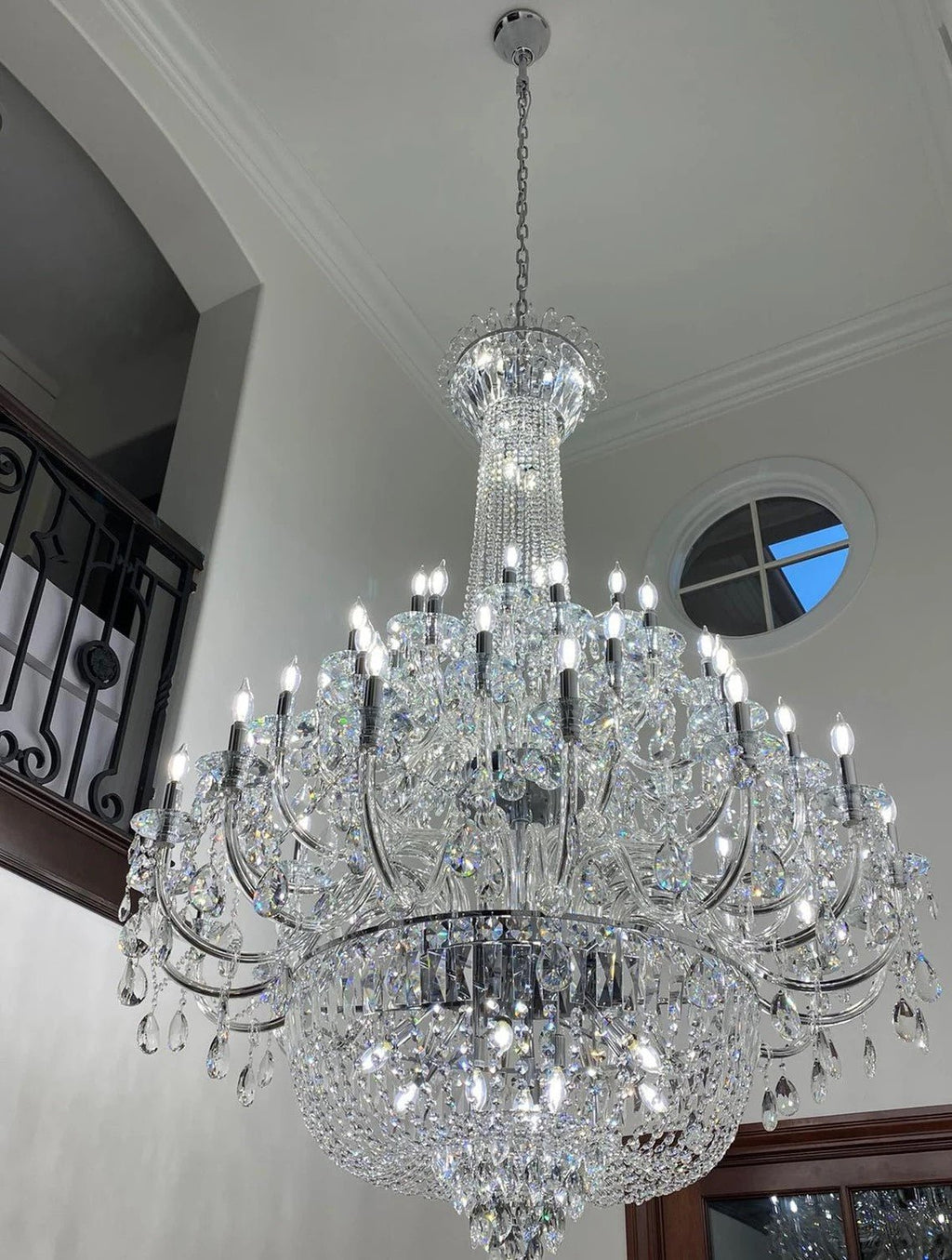 Extra Large European-style Multi-layers Candle Luxury Crystal Chandelier Gold Art Foyer/Staircase Decorative Light Fixture - 4 Layers /52+10 Lights/D57.1"*H78.7"(D145cm*H200cm)/120kgGoldWarm LightManorlights