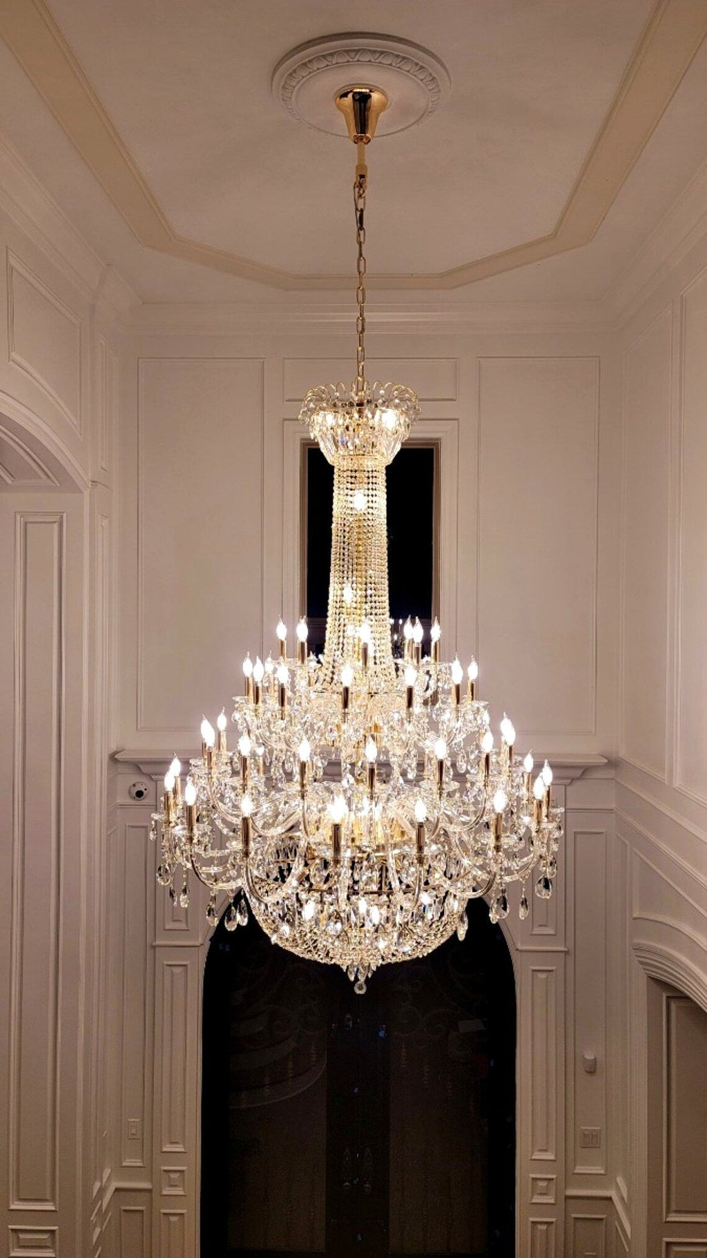 Extra Large European-style Multi-layers Candle Luxury Crystal Chandelier Gold Art Foyer/Staircase Decorative Light Fixture - 4 Layers /52+10 Lights/D57.1"*H78.7"(D145cm*H200cm)/120kgGoldWarm LightManorlights