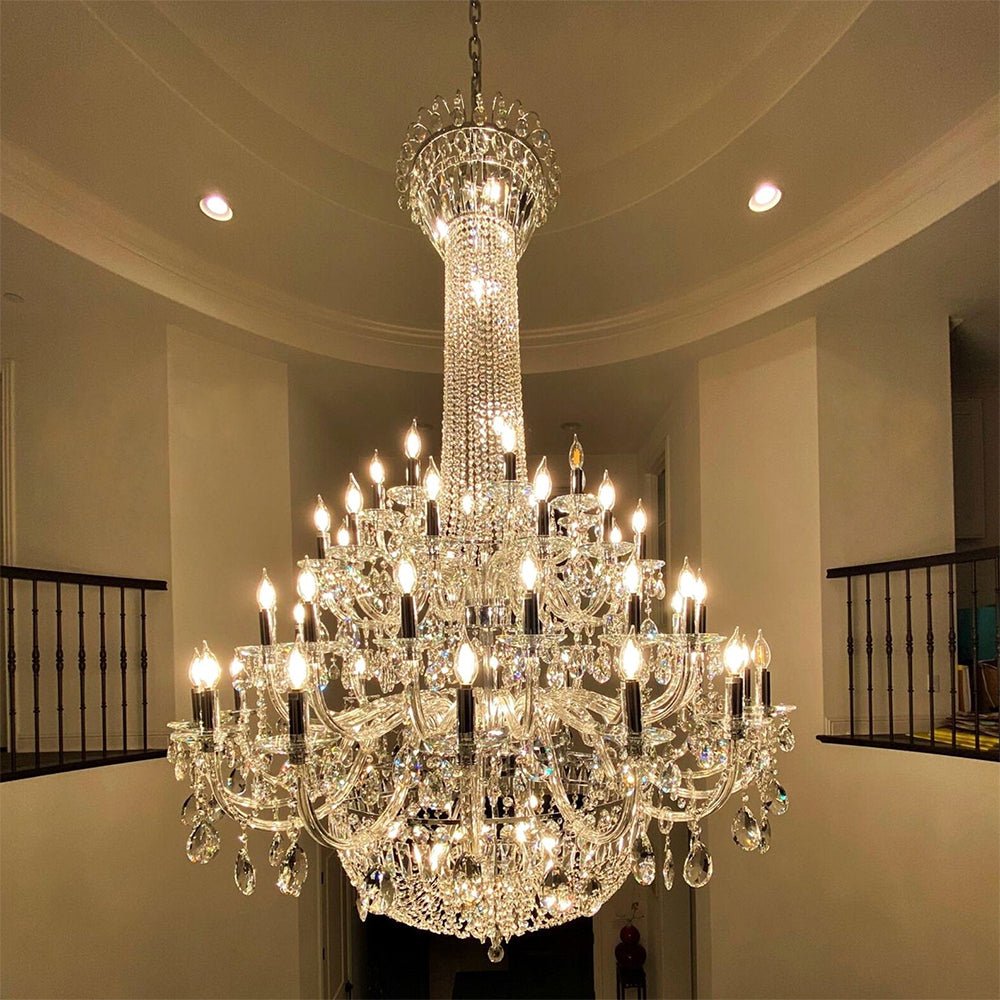 Extra Large European-style Multi-layers Candle Luxury Crystal Chandelier Gold Art Foyer/Staircase Decorative Light Fixture - 4 Layers /52+10 Lights/D57.1"*H78.7"(D145cm*H200cm)/120kgGoldWarm LightManorlights