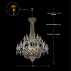 Extra Large European-style Multi-layers Candle Luxury Crystal Chandelier Gold Art Foyer/Staircase Decorative Light Fixture - 4 Layers /52+10 Lights/D57.1"*H78.7"(D145cm*H200cm)/120kgChromeWarm LightManorlights