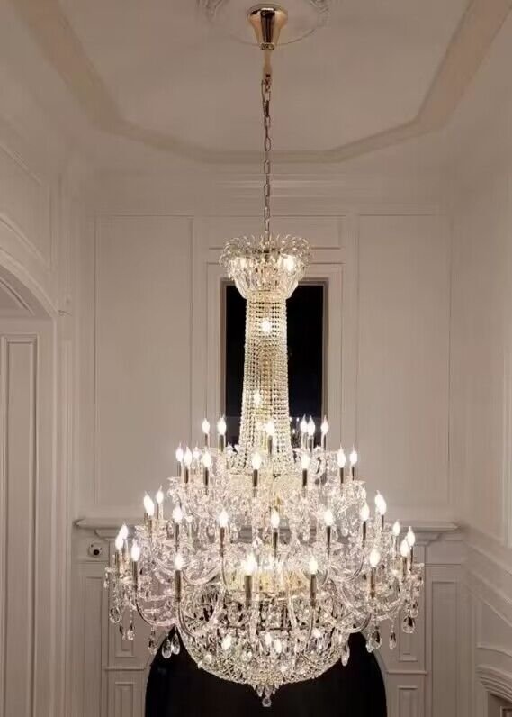 Extra Large European-style Multi-layers Candle Luxury Crystal Chandelier Gold Art Foyer/Staircase Decorative Light Fixture - 4 Layers /52+10 Lights/D57.1"*H78.7"(D145cm*H200cm)/120kgGoldWarm LightManorlights