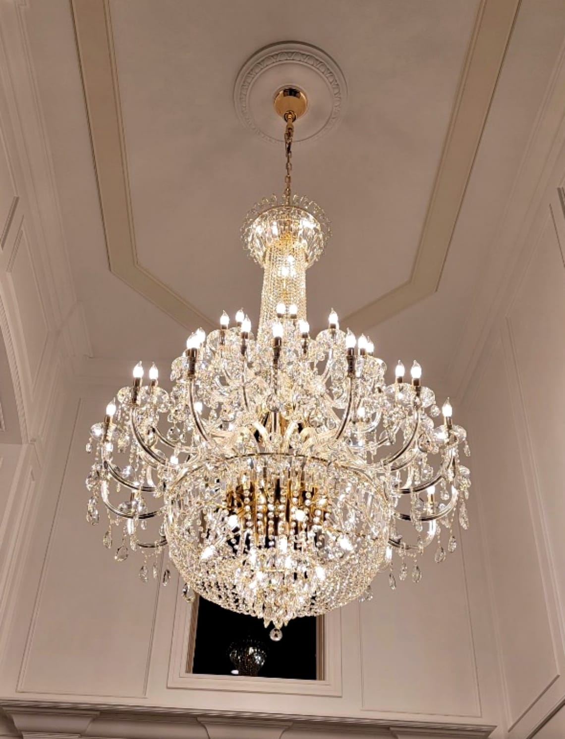 Extra Large European-style Multi-layers Candle Luxury Crystal Chandelier Gold Art Foyer/Staircase Decorative Light Fixture - 4 Layers /52+10 Lights/D57.1"*H78.7"(D145cm*H200cm)/120kgGoldWarm LightManorlights