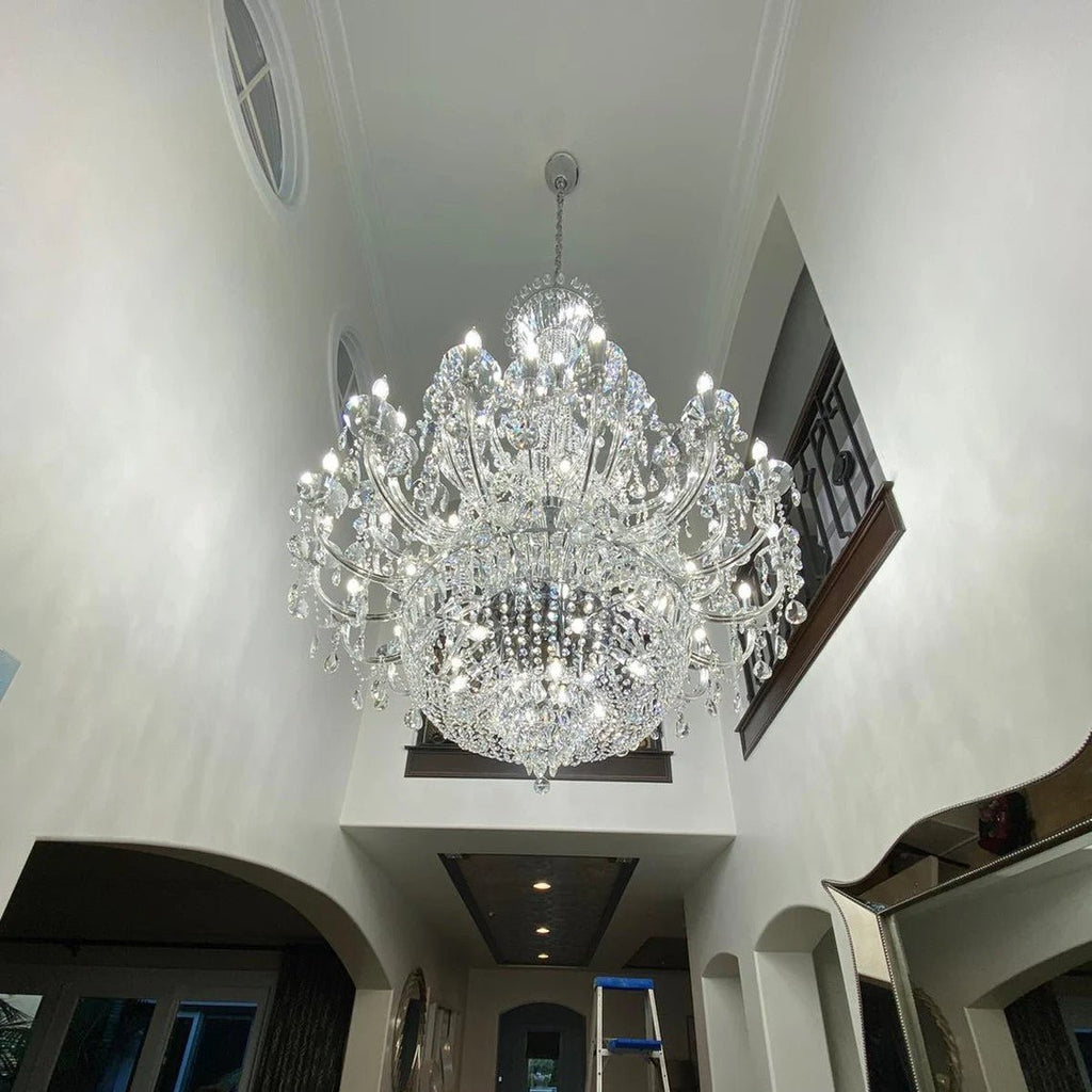 Extra Large European-style Multi-layers Candle Luxury Crystal Chandelier Gold Art Foyer/Staircase Decorative Light Fixture - 4 Layers /52+10 Lights/D57.1"*H78.7"(D145cm*H200cm)/120kgGoldWarm LightManorlights