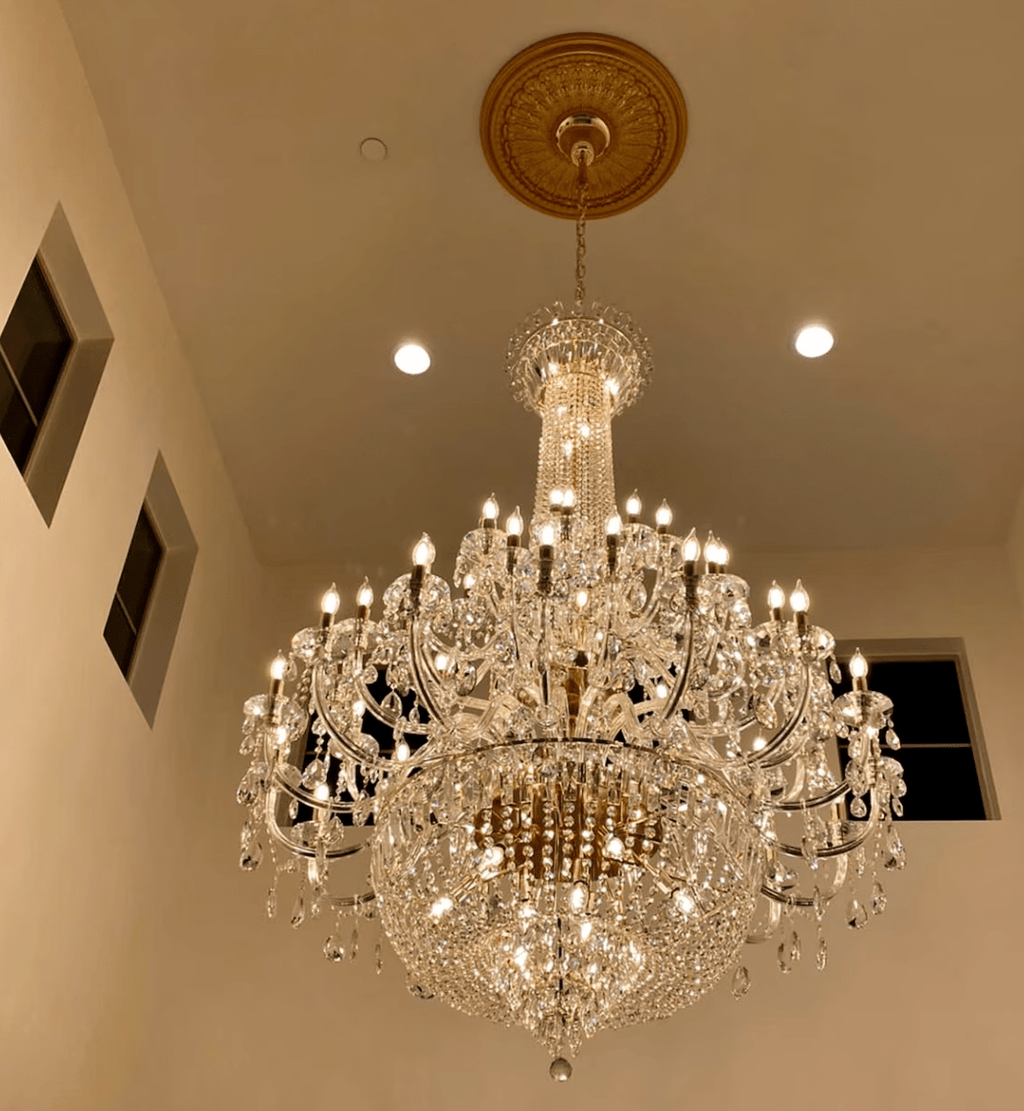Extra Large European-style Multi-layers Candle Luxury Crystal Chandelier Gold Art Foyer/Staircase Decorative Light Fixture - 4 Layers /52+10 Lights/D57.1"*H78.7"(D145cm*H200cm)/120kgGoldWarm LightManorlights