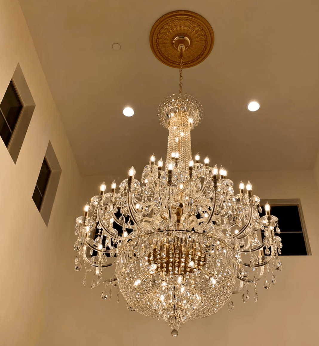 Extra Large European-style Multi-layers Candle Luxury Crystal Chandelier Gold Art Foyer/Staircase Decorative Light Fixture - 4 Layers /52+10 Lights/D57.1"*H78.7"(D145cm*H200cm)/120kgGoldWarm LightManorlights