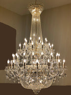 Extra Large European-style Multi-layers Candle Luxury Crystal Chandelier Gold Art Foyer/Staircase Decorative Light Fixture - 4 Layers /52+10 Lights/D57.1"*H78.7"(D145cm*H200cm)/120kgGoldWarm LightManorlights