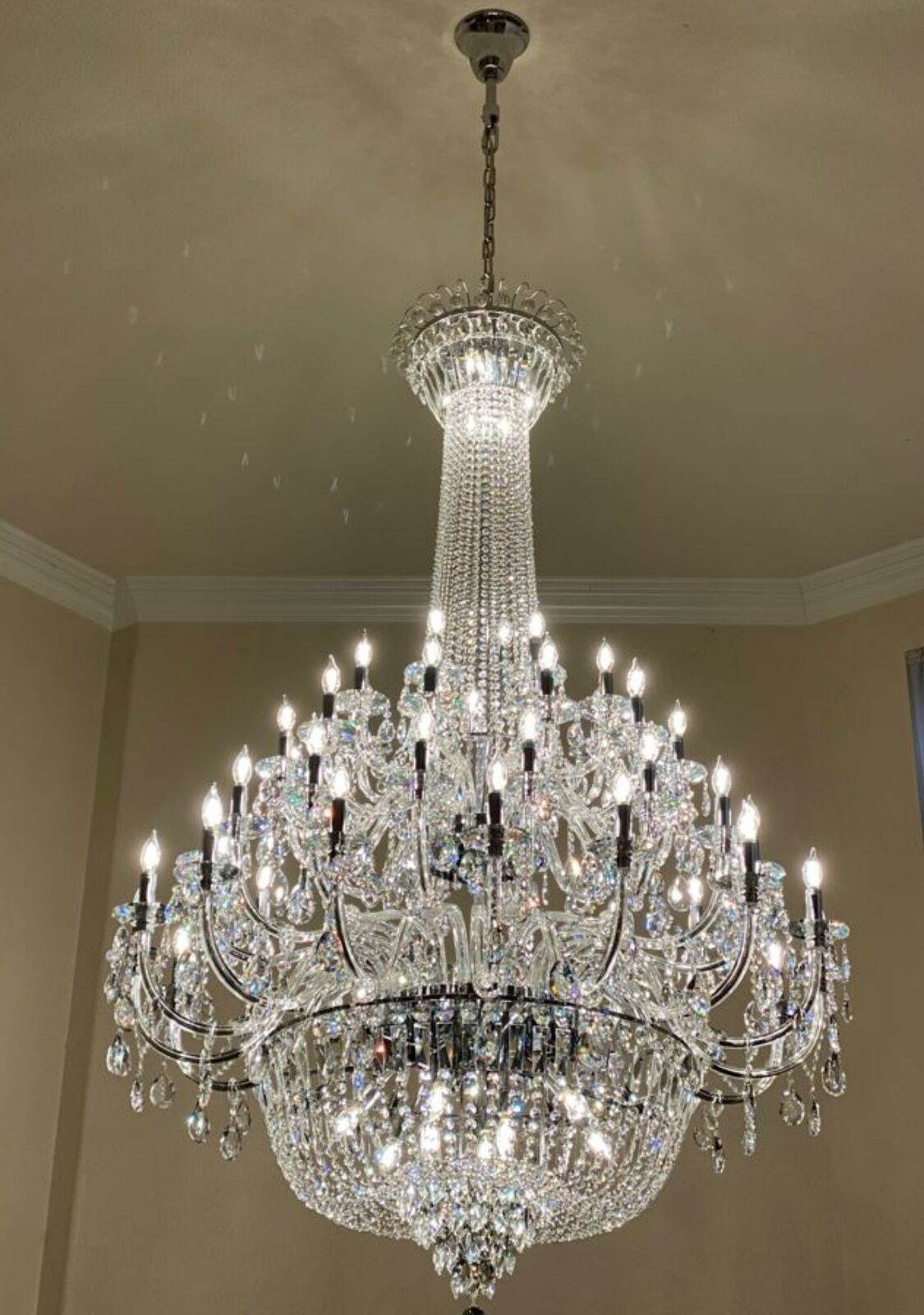 Extra Large European-style Multi-layers Candle Luxury Crystal Chandelier Gold Art Foyer/Staircase Decorative Light Fixture - 4 Layers /52+10 Lights/D57.1"*H78.7"(D145cm*H200cm)/120kgGoldWarm LightManorlights