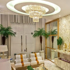 Extra Large Gold Flush Mount Crystal Light Round 3-layers Decorative Living Room/Dining Room Light Fixture-Chandeliers-Manorlights
