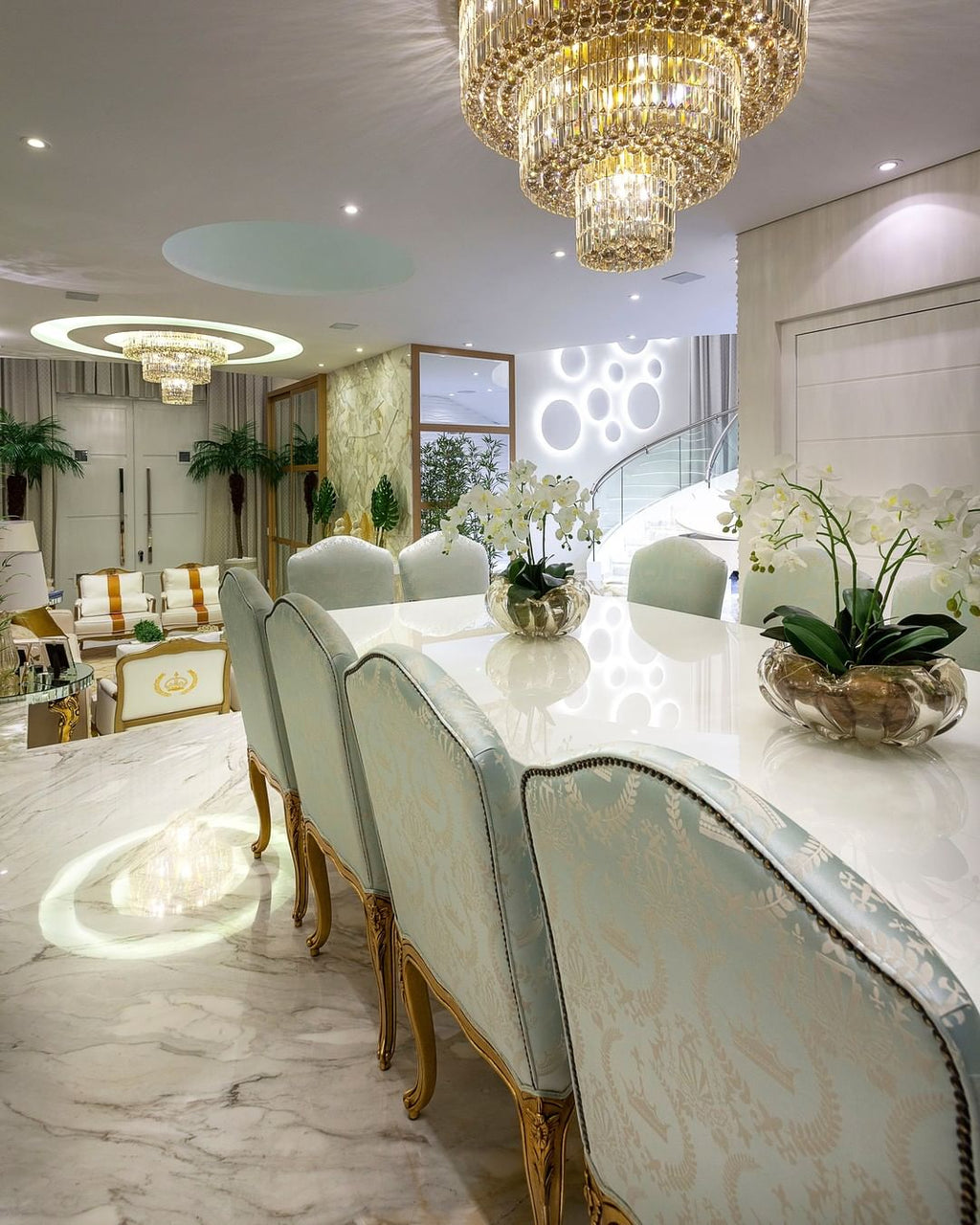 Extra Large Gold Flush Mount Crystal Light Round 3-layers Decorative Living Room/Dining Room Light Fixture-Chandeliers-Manorlights