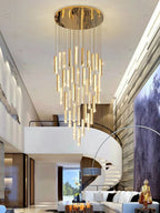 Extra Large Modern Spiral Crystal Ceiling Light Decoration for Staircase/ High Ceiling Living Room/ Hotel Lobby/ Hallway - 25 Lights: D31.5"*H118.0"Warm LightManorlights
