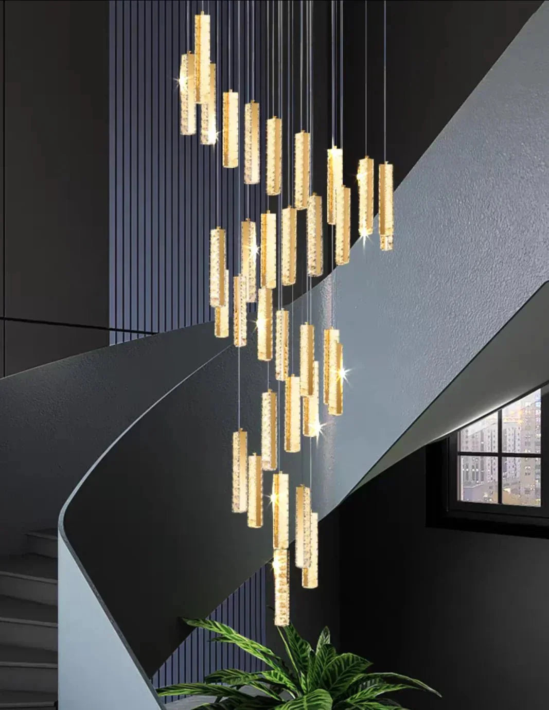 Extra Large Modern Spiral Crystal Ceiling Light Decoration for Staircase/ High Ceiling Living Room/ Hotel Lobby/ Hallway - 25 Lights: D31.5"*H118.0"Warm LightManorlights