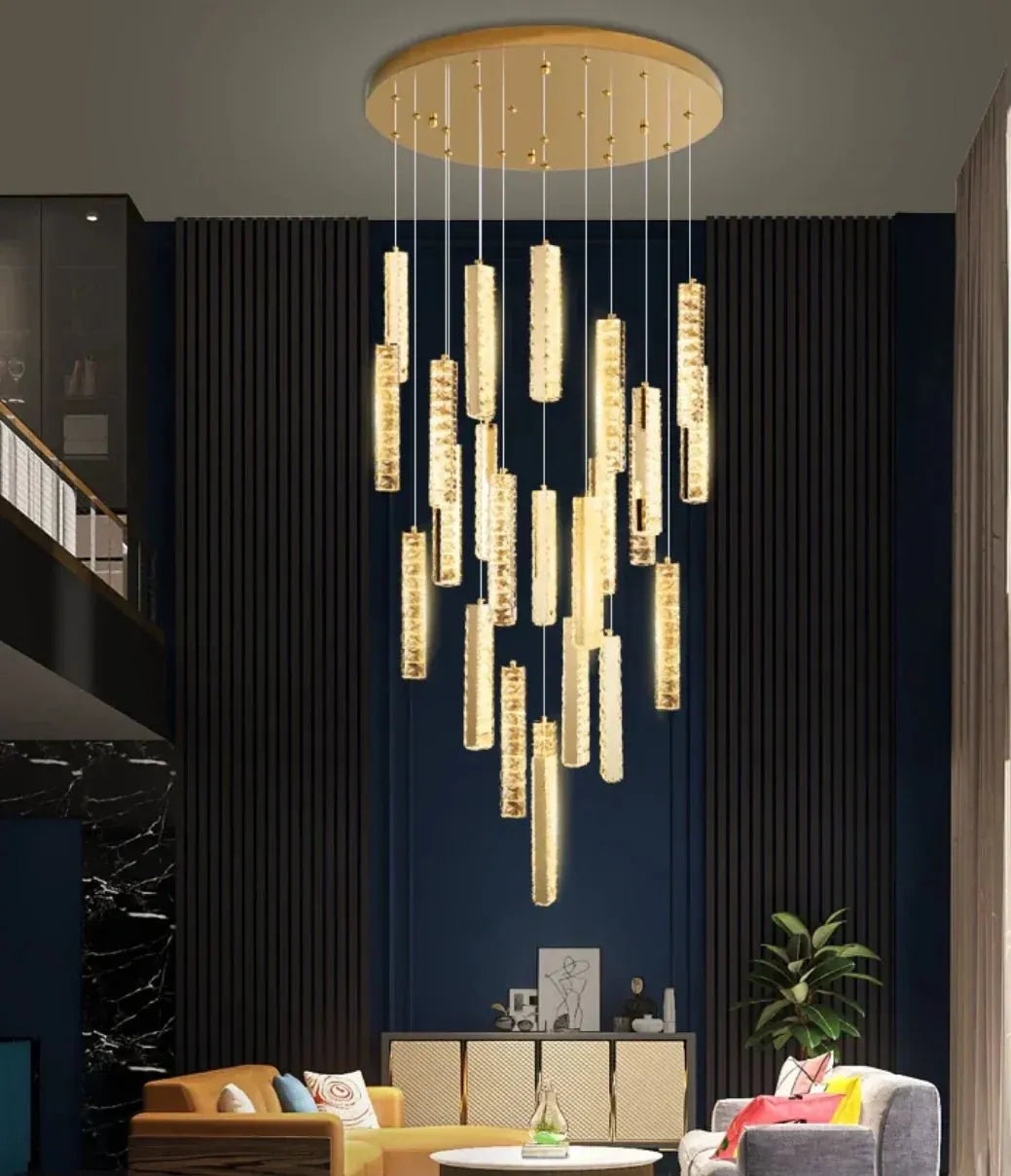 Extra Large Modern Spiral Crystal Ceiling Light Decoration for Staircase/ High Ceiling Living Room/ Hotel Lobby/ Hallway - 25 Lights: D31.5"*H118.0"Warm LightManorlights