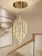 Extra Large Modern Spiral Crystal Ceiling Light Decoration for Staircase/ High Ceiling Living Room/ Hotel Lobby/ Hallway - 25 Lights: D31.5"*H118.0"Warm LightManorlights