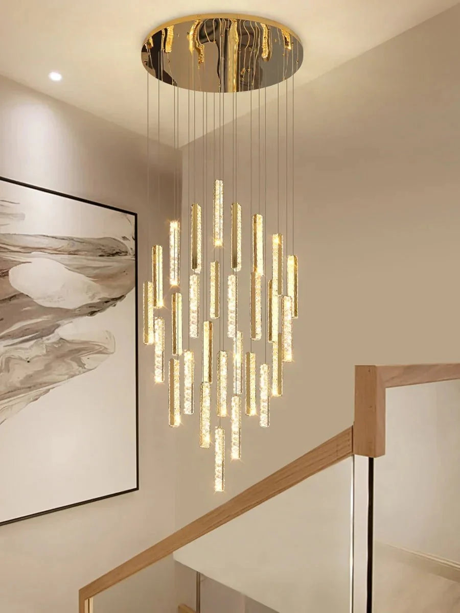 Extra Large Modern Spiral Crystal Ceiling Light Decoration for Staircase/ High Ceiling Living Room/ Hotel Lobby/ Hallway - 25 Lights: D31.5"*H118.0"Warm LightManorlights