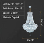 Extra Large Multi - layer Modern Light Luxury Crystal Chandelier for Living / Dining Room / Villa - D27.6"*H41.4"-Manorlights