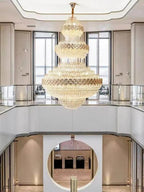 Extra Large Multi - layers Gold Luxury Crystal Chandelier Modern Empire Decrative Crystal Light For Living Room/Foyer/Staircase - D31.5"*H47.2"Warm LightBlushlighting