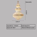 Extra Large Multi - layers Gold Luxury Crystal Chandelier Modern Empire Decrative Crystal Light For Living Room/Foyer/Staircase - D31.5"*H47.2"Warm LightBlushlighting