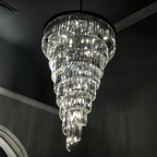 Extra Large Multi-Tiered Spiral Crystal Chandelier In Black Finish-Manorlights