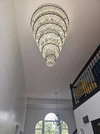 Extra Large Round Cone Tiered Crystal Chandelier for Foyer/Enterway/Living Room - D43"*H47"/117.2kgWarm LightBlushlighting