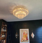 Extra Large Three Layers Round Luxury Flush Mounted Crystal Chandelier for Living Room-Manorlights
