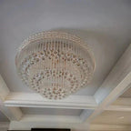 Extra Large Three Layers Round Luxury Flush Mounted Crystal Chandelier for Living Room-Manorlights