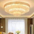 Extra Large Three Layers Round Luxury Flush Mounted Crystal Chandelier for Living Room-Manorlights