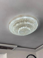 Extra Large Three Layers Round Luxury Flush Mounted Crystal Chandelier for Living Room-Manorlights