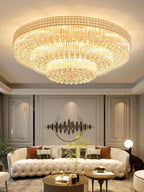 Extra Large Three Layers Round Luxury Flush Mounted Crystal Chandelier for Living Room-Manorlights
