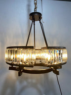 Decorative 6/ 8/ 10/ 12-Light Crystal Ceiling Chandelier Triangular Prism Island Light Fixture Metal Shade for Living Room-Manorlights