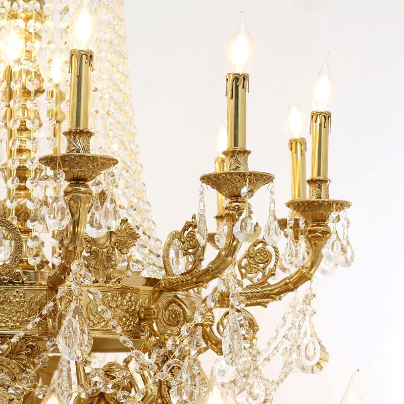 51X67 Inch 42 Lights Big French Empire Brass and Crystal Chandelier for Foyer-大吊灯-Manorlights