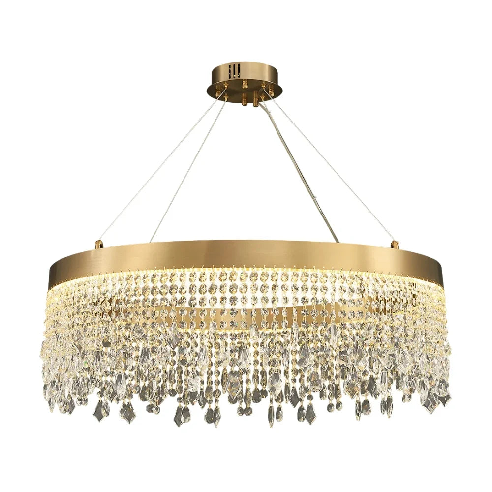 Zara Gold Crystal Chandelier for Living Room & Dining Room-Crystal Chandelier-Manorlights