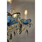 French Romantic Blue Crystal Designer Chandelier for Bedroom/Living Room/Dining Room - 1 Light Wall Lamp: W5.12"*H13"Warm LightBlushlighting