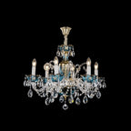 French Romantic Blue Crystal Designer Chandelier for Bedroom/Living Room/Dining Room - 6 Lights:D25.6"*H18.9"/17.5kgWarm LightBlushlighting