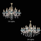 French Romantic Blue Crystal Designer Chandelier for Bedroom/Living Room/Dining Room - 24 Lights:D47.2"*H35.04"Warm LightBlushlighting