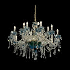 French Romantic Blue Crystal Designer Chandelier for Bedroom/Living Room/Dining Room - 18 Lights:D41.34"*H30.71"Warm LightBlushlighting