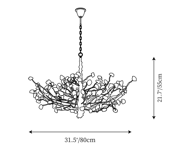 Gemstone Branch Chandelier with Artistic Design for Bedroom or Living Room - 8 Lights/D23.6"*H21.65"Warm LightManorlights