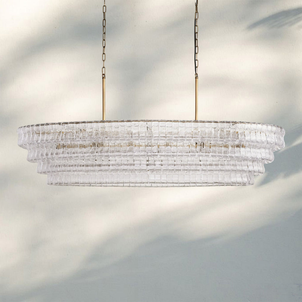 Ghiaccio Glass Oval Chandelier 54''65''-Manorlights