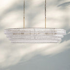 Ghiaccio Glass Oval Chandelier 54''65''-Manorlights