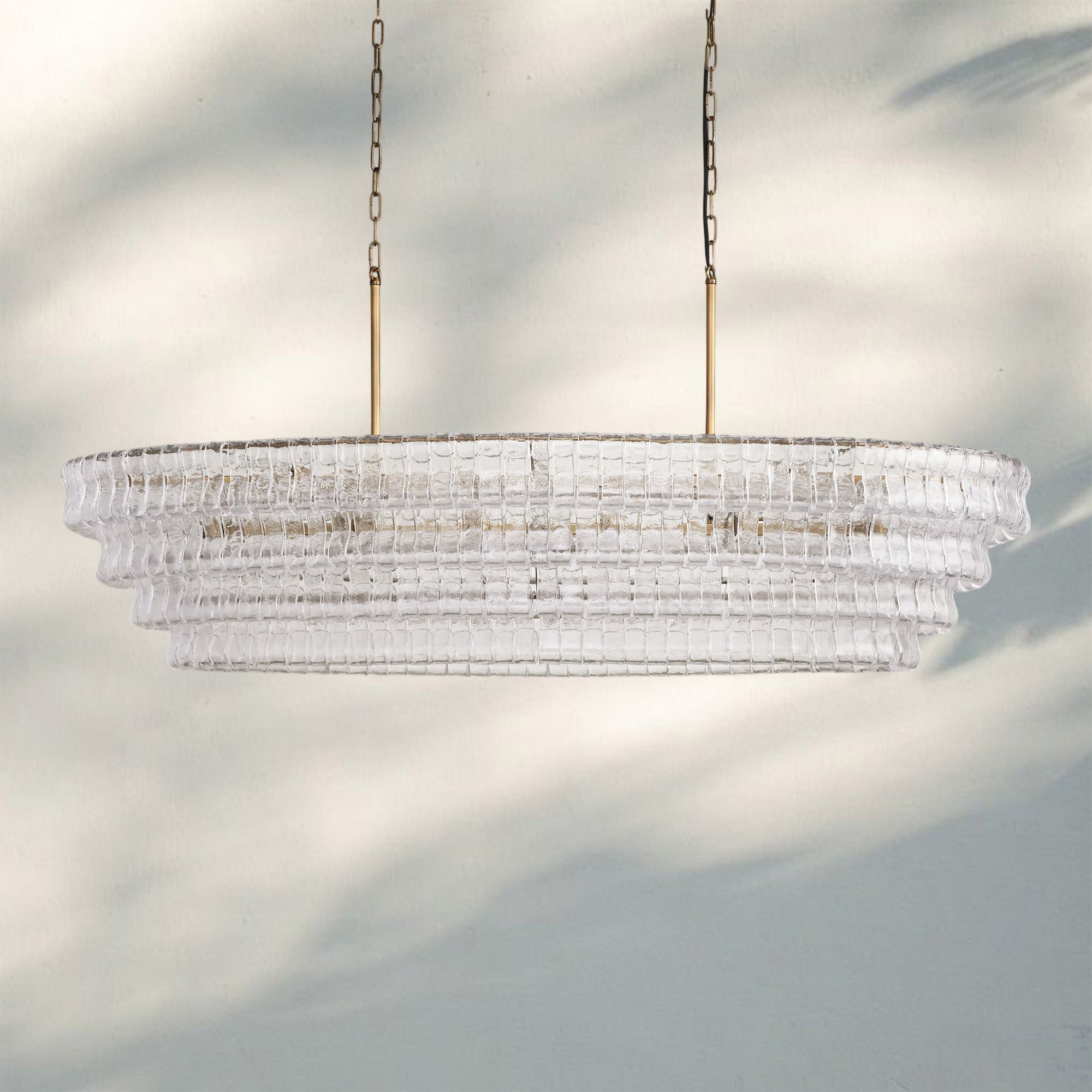Ghiaccio Glass Oval Chandelier 54''65''-Manorlights