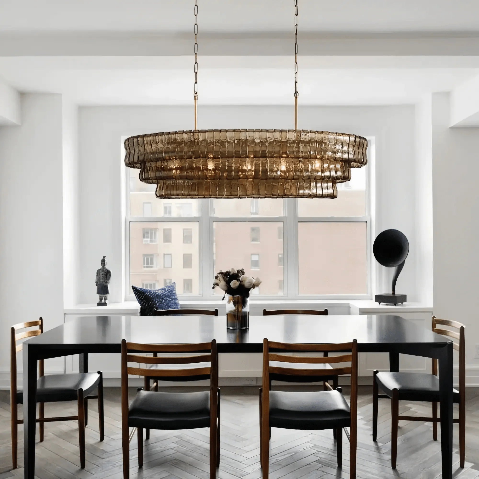 Ghiaccio Glass Oval Chandelier 54''65''-Manorlights