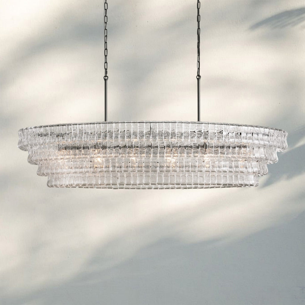Ghiaccio Glass Oval Chandelier 54''65''-Manorlights