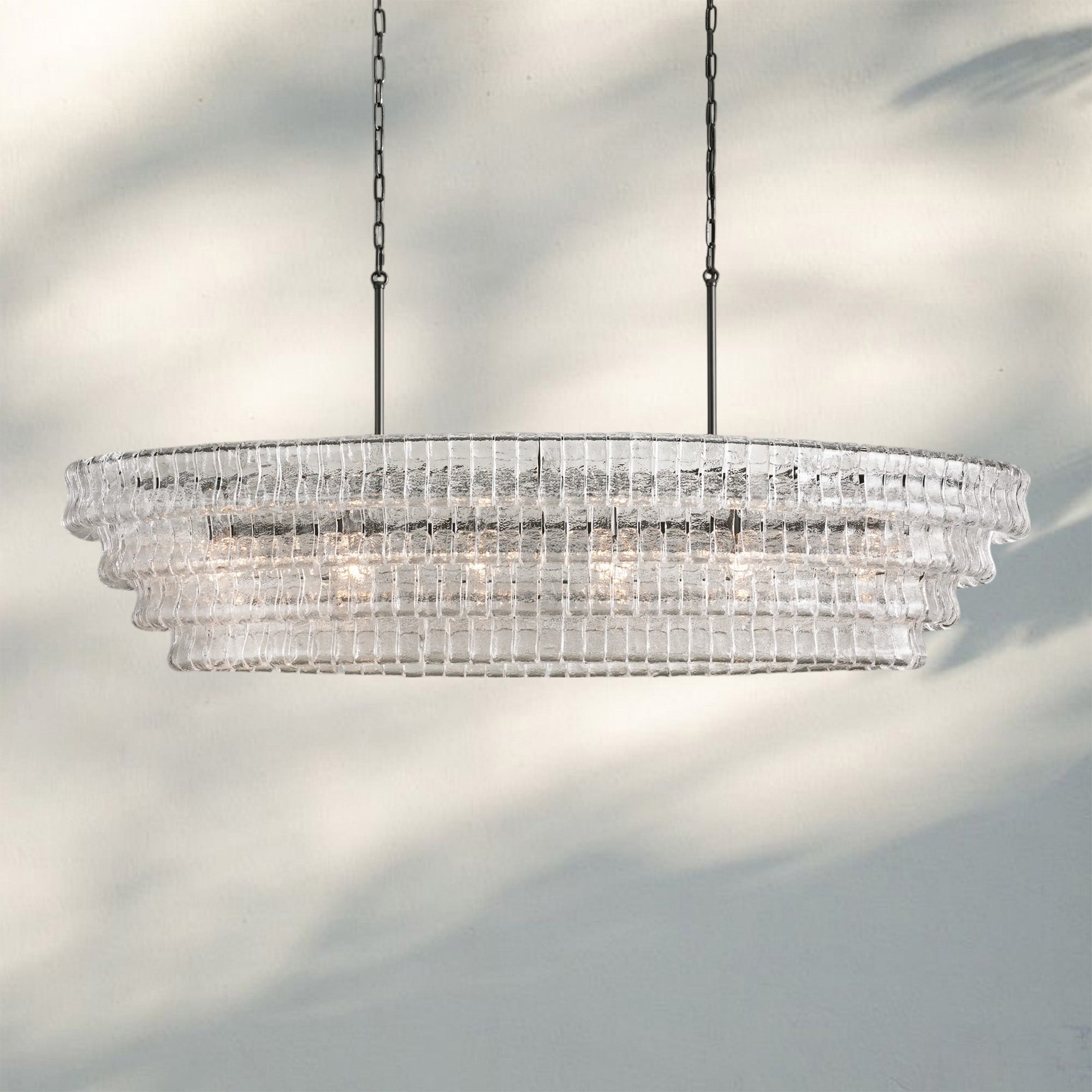 Ghiaccio Glass Oval Chandelier 54''65''-Manorlights