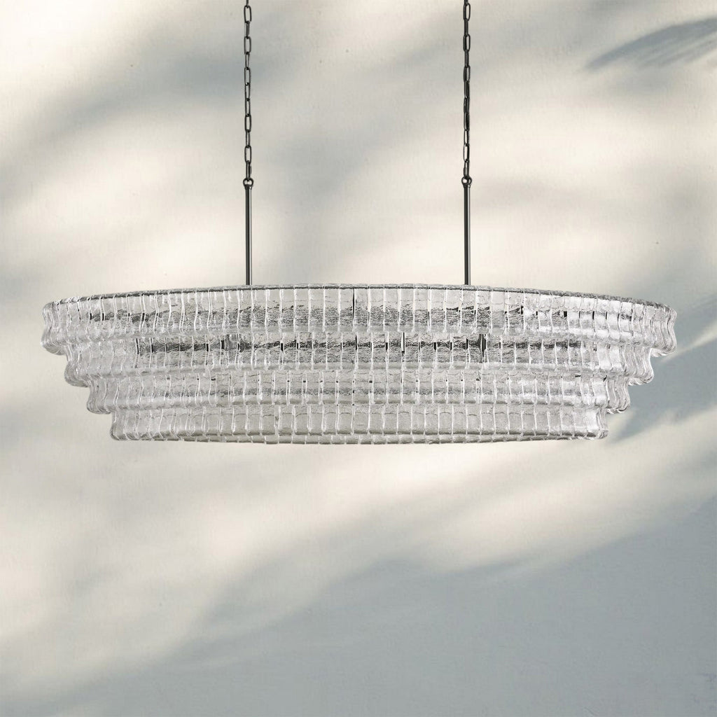 Ghiaccio Glass Oval Chandelier 54''65''-Manorlights