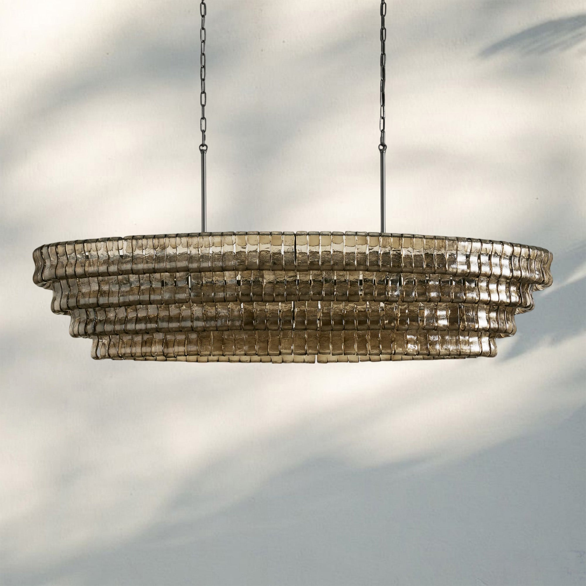 Ghiaccio Glass Oval Chandelier 54''65''-Manorlights