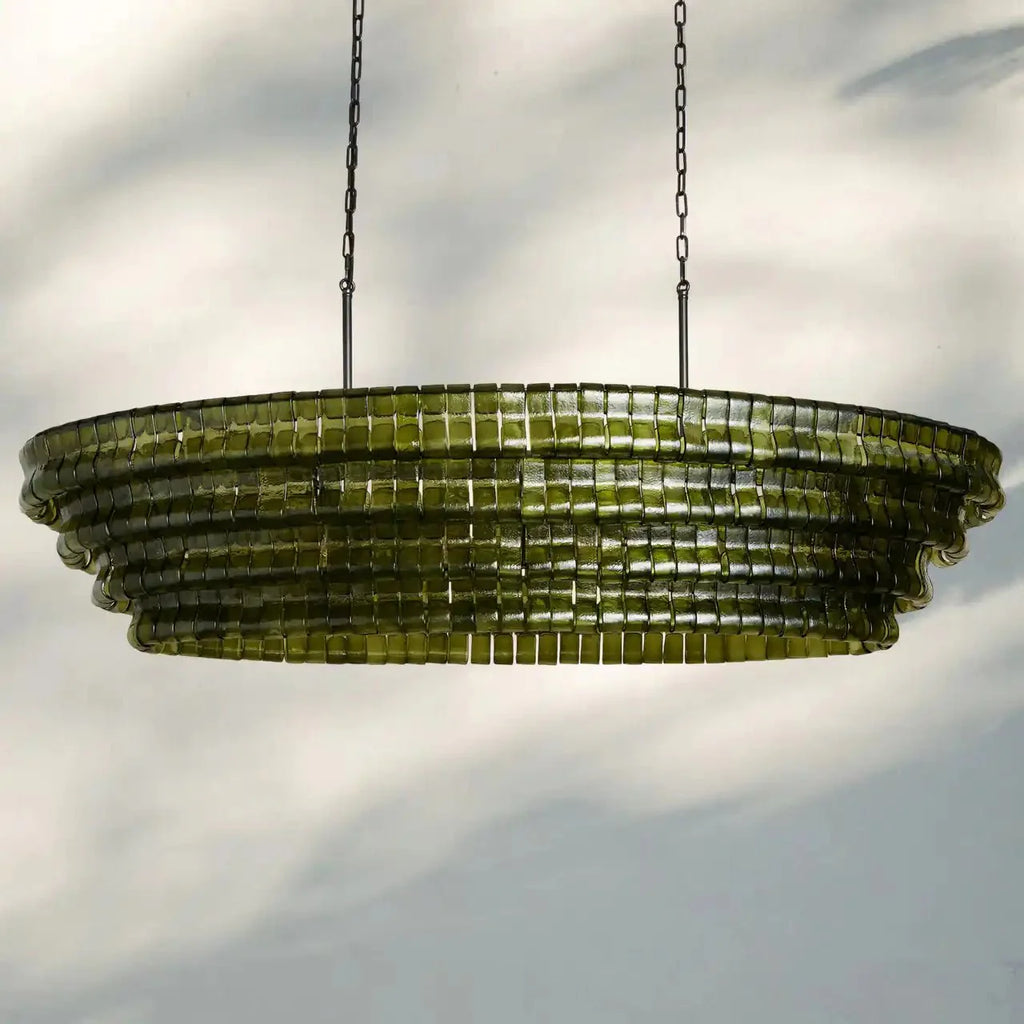 Ghiaccio Glass Oval Chandelier 54''65''-Manorlights