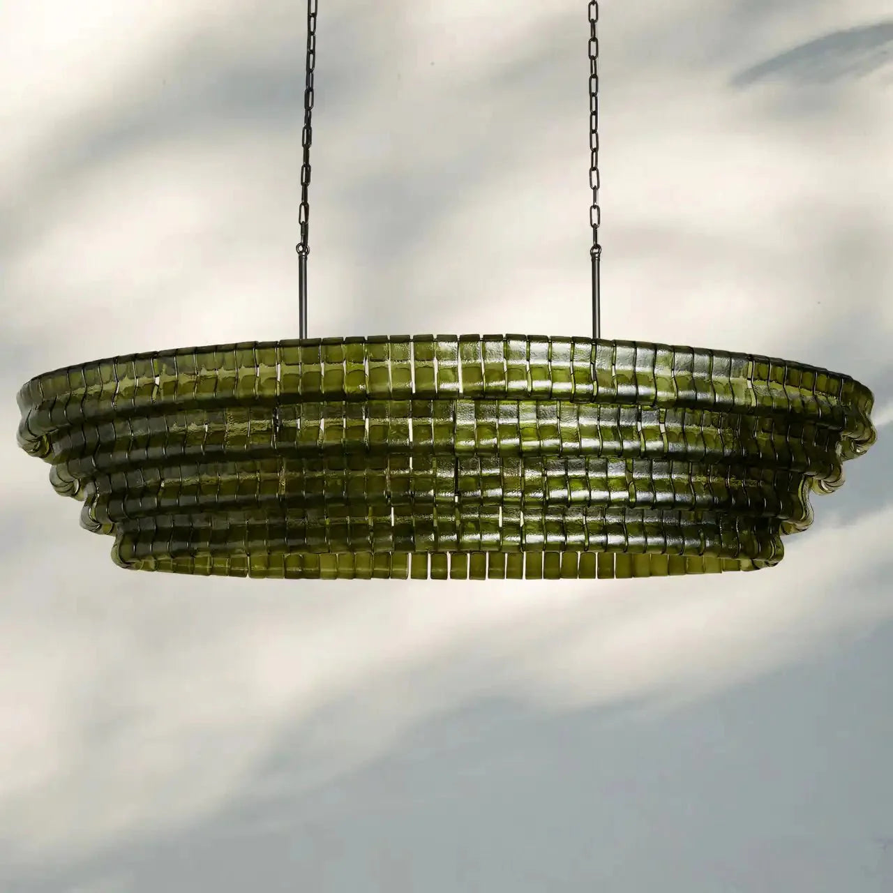 Ghiaccio Glass Oval Chandelier 54''65''-Manorlights