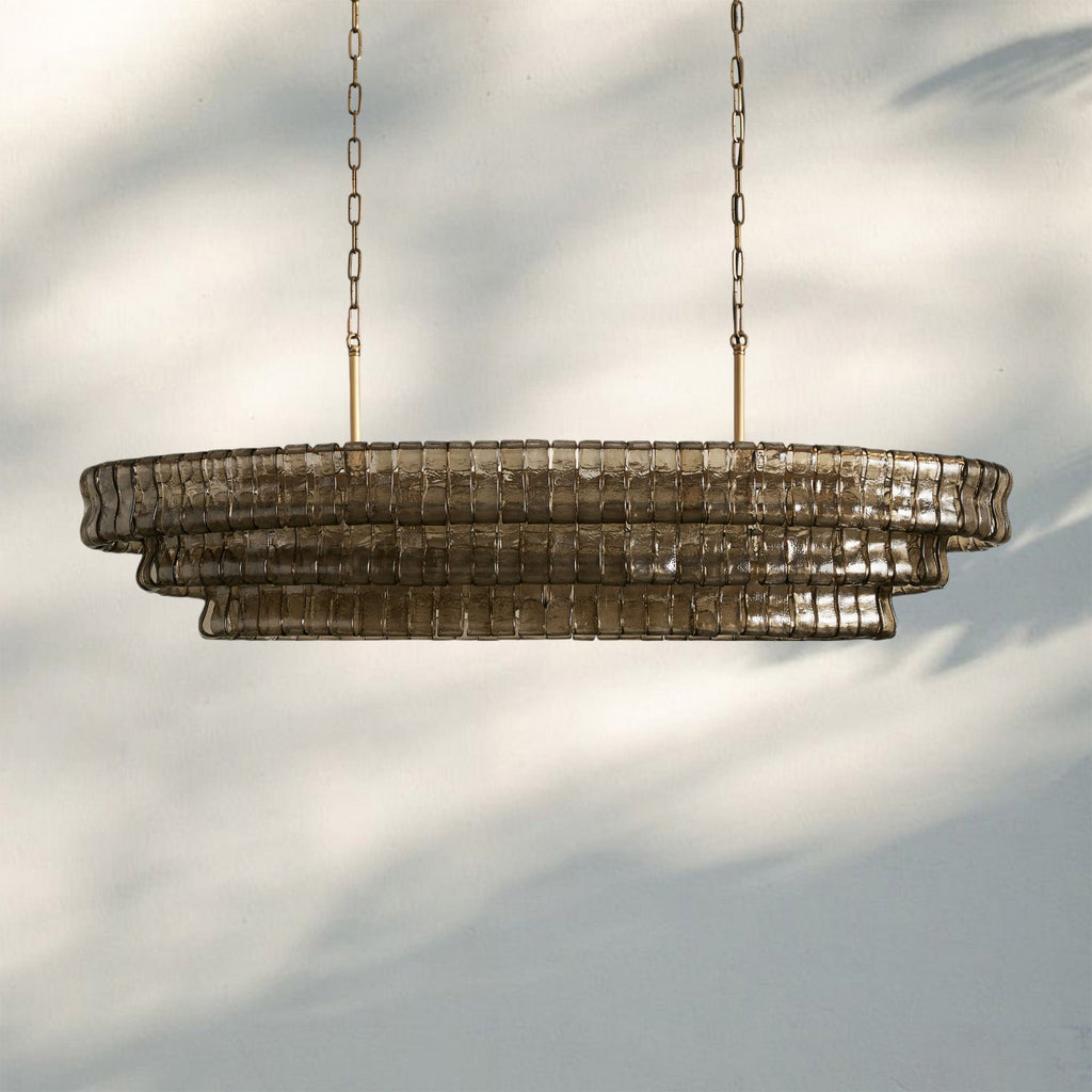 Ghiaccio Glass Oval Chandelier 54''65''-Manorlights