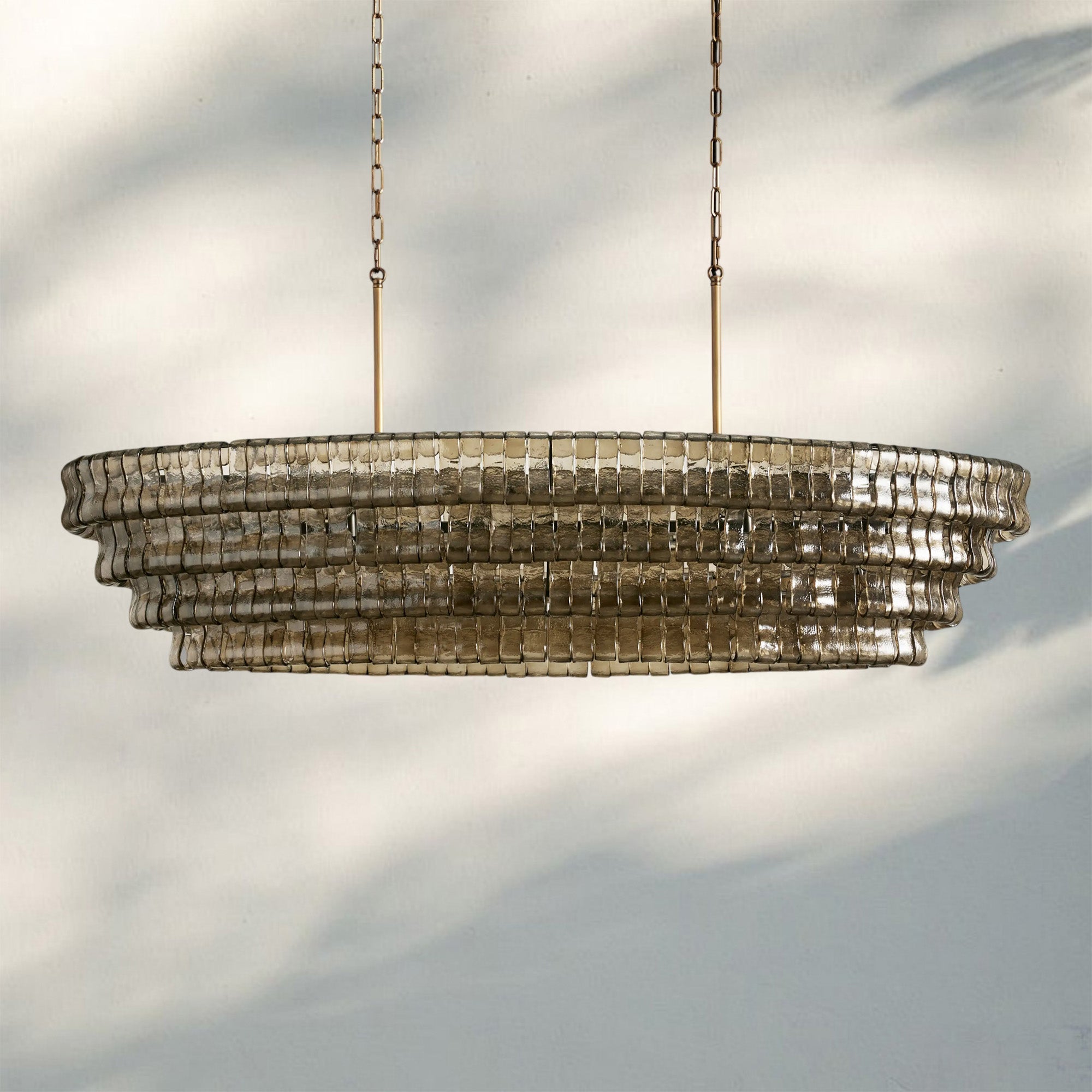 Ghiaccio Glass Oval Chandelier 54''65''-Manorlights