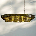 Ghiaccio Glass Oval Chandelier 54''65''-Manorlights